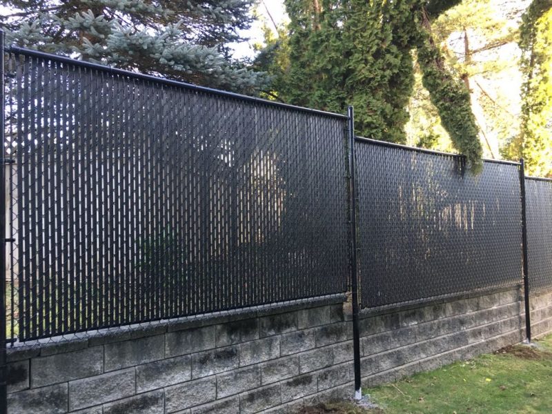 Black Chain-Link With Privacy Slats